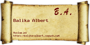 Balika Albert névjegykártya